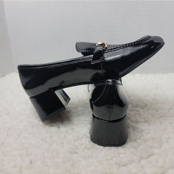 Jeffrey Campbell HorseBit Patent Womens Size 7 Penny Loafer Block Heel Black - Picture 5 of 10